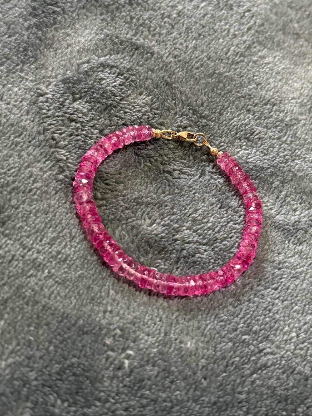 14k Hot Pink Topaz Heishi Bracelet - Picture 4 of 12